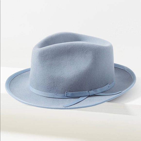 LAST CHANCE Anthropologie Trimmed grey beige felt fedora NEW accessory hat styl - Picture 3 of 4